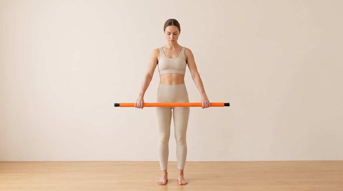 The assembled 36-inch bar held across the body, for scale